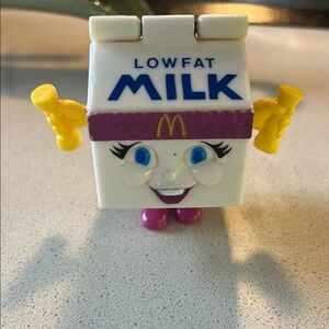 McDonald's White and Yellow Action Figure Milk Box Toy